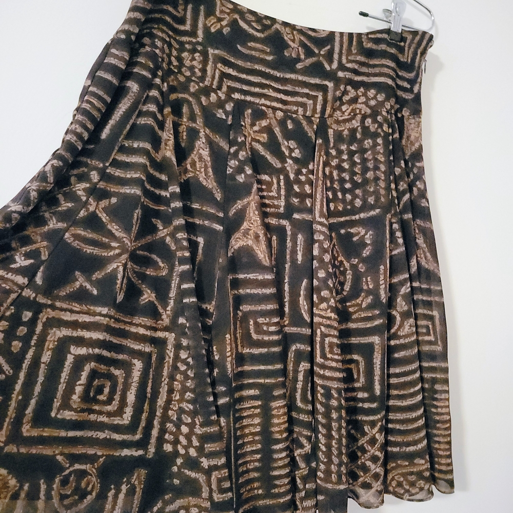 Chaps Black and Brown Geometric A-Line Skirt - Picture 2 of 7